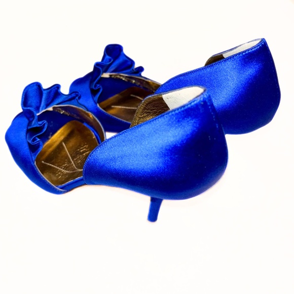 Kate Spade Chrisette Cobalt Blue Satin Heels Size 8 - Picture 3 of 7